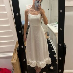 white ruffle maxi dress